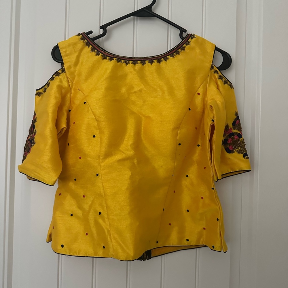 Elegant Yellow Embroidered Women's Top